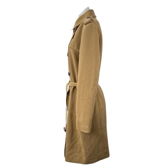 H&M Women's Brown Tan Double Breasted Belted Long Sleeve Trench Coat Jacket Sz M - Picture 2 of 6